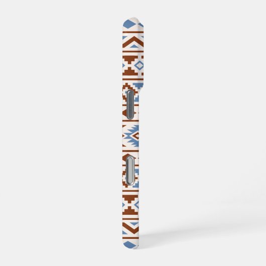 Coque iPhone 16 Pro Aztec Essence Pattern II Rust Blue Cream (Côté droit)