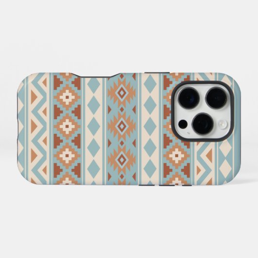 Coque iPhone 16 Pro Aztec Essence Ptn IIIb Blue Cream Terracottas (Verso Horizontal)