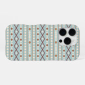 Coque iPhone 16 Pro Aztec Formes Motif Rusts Crème Turquoise-Bleu (Verso Horizontal)