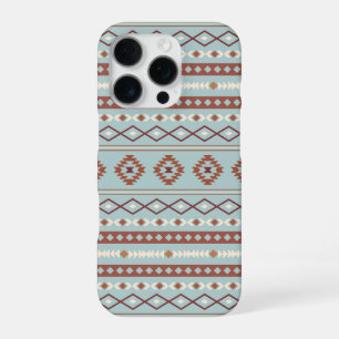 Coque iPhone 16 Pro Aztec Mixte Motif Motif Rusts Crème Bleu