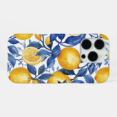 Coque iPhone 16 Pro Azulejo Lemons Feuilles bleus (Verso Horizontal)