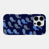 Coque iPhone 16 Pro baleines en bleu (Verso Horizontal)