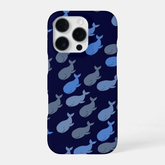 Coque iPhone 16 Pro baleines en bleu (Verso)