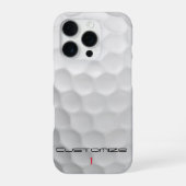Coque iPhone 16 Pro Balle de golf blanche texturée avec nom et numéro (Verso)