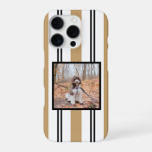 Coque iPhone 16 Pro Black Tan Striped Pet Photo  (Verso)