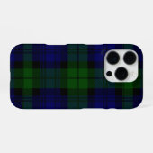 Coque iPhone 16 Pro Black Watch Tartan bleu vert Plaid (Verso Horizontal)