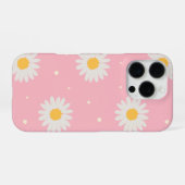 Coque iPhone 16 Pro Blanc Daisy Dot Rose (Verso Horizontal)