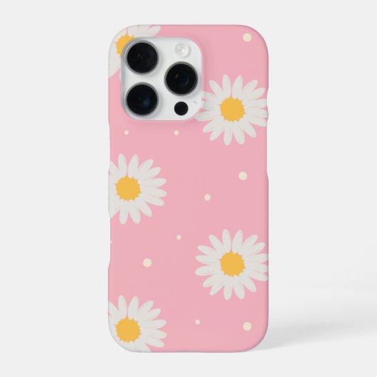 Coque iPhone 16 Pro Blanc Daisy Dot Rose (Verso)