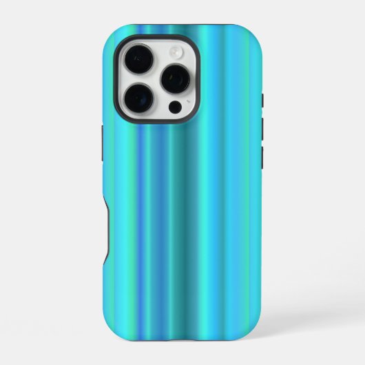 Coque iPhone 16 Pro Bleu Vert arc-en-ciel rayures (Verso)