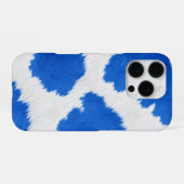 Coque iPhone 16 Pro blue and white cow skin texture (Verso Horizontal)