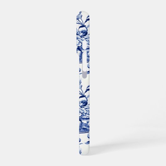 Coque iPhone 16 Pro Blue Chinoiserie Monogram  (Côté gauche)