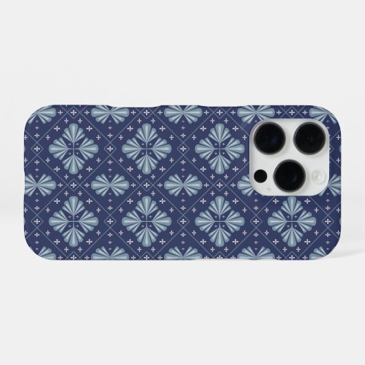 Coque iPhone 16 Pro Blue Geometric shapes Pattern  (Verso Horizontal)