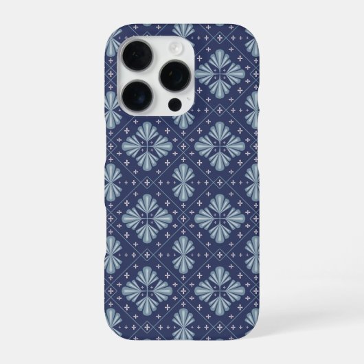 Coque iPhone 16 Pro Blue Geometric shapes Pattern  (Verso)
