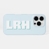 Coque iPhone 16 Pro Blue & Teal Large Clean Style Monogram iPhone Case (Verso Horizontal)