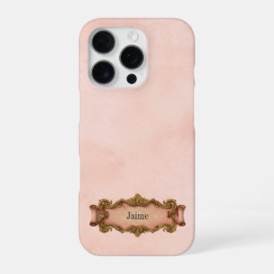Coque iPhone 16 Pro Blush + Corail Ornement Ancien Style