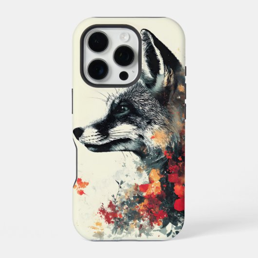 Coque iPhone 16 Pro Boho Floral Fox Faune Nature (Verso)