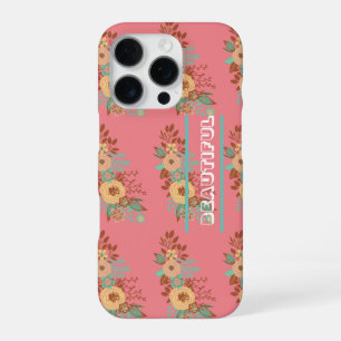 Coque iPhone 16 Pro Boho moderne rose floral