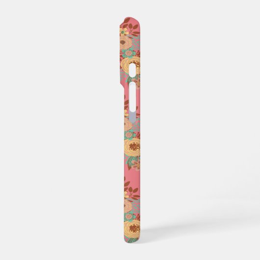 Coque iPhone 16 Pro Boho moderne rose floral (Côté gauche)