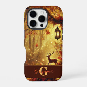 Coque iPhone 16 Pro Bois automnal doré fantaisiste personnalisé