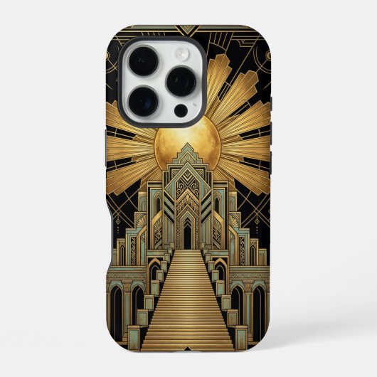 Coque iPhone 16 Pro Boîtier iPhone 16 Pro Art Déco doré (Verso)