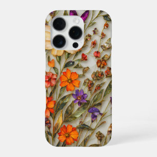 Coque iPhone 16 Pro Boîtier iPhone Art de Fleur Pressée