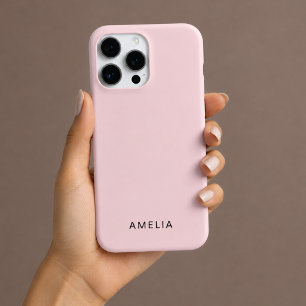 Coque iPhone 16 Pro Boîtier iPhone Rose Pastel Nom Personnalisé