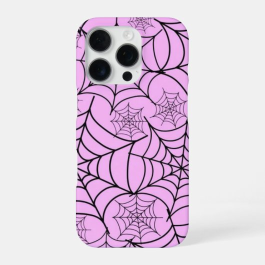 Coque iPhone 16 Pro Boîtier téléphonique d'Halloween Web Pink Spider (Verso)