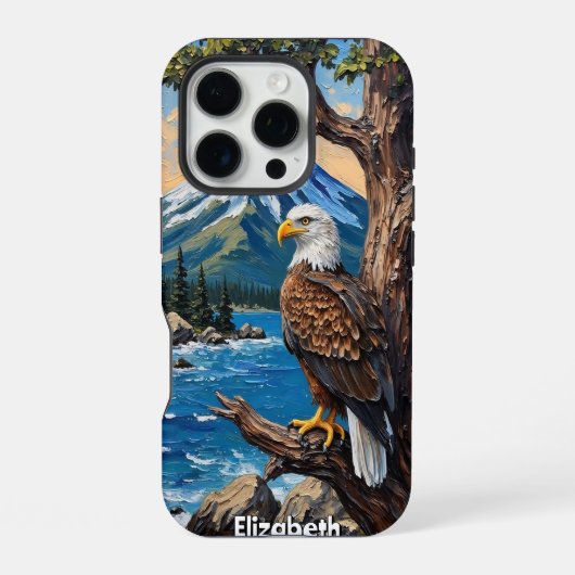 Coque iPhone 16 Pro Bord de l'océan : Aigle et pic (Verso)