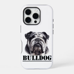 Coque iPhone 16 Pro Bouledogue en noir et blanc