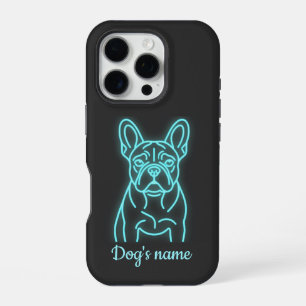 Coque iPhone 16 Pro Bouledogue Français Néon Personnalisé