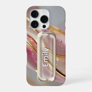 Coque iPhone 16 Pro Bouton d'interface utilisateur en verre or rose pe