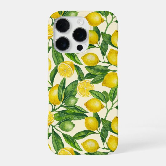 Coque iPhone 16 Pro Branches de citron vert et jaune (Verso)