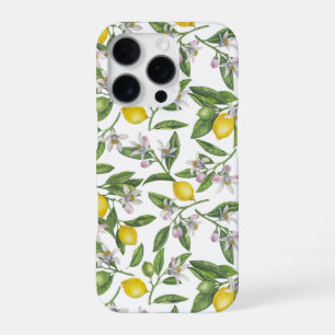 Coque iPhone 16 Pro Branches de citronnier avec fleurs et fruits sur f