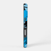 Coque iPhone 16 Pro Brosse nuances de nom bleu avec monogramme (Côté droit)