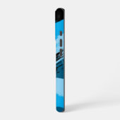 Coque iPhone 16 Pro Brosse nuances de nom bleu avec monogramme (Côté gauche)