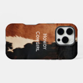 Coque iPhone 16 Pro Brown Noir Noir Faux Cowhide (Verso Horizontal)