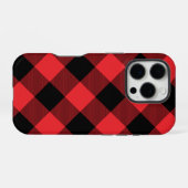 Coque iPhone 16 Pro Buffalo Plaid Red Black Check (Verso Horizontal)