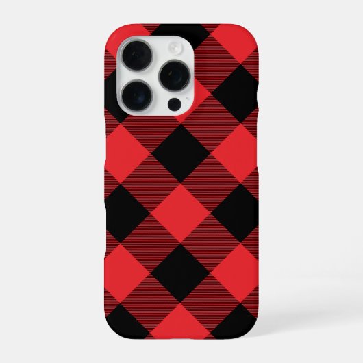 Coque iPhone 16 Pro Buffalo Plaid Red Black Check (Verso)