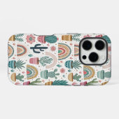 Coque iPhone 16 Pro Cactus Pot with Plants, Flowers and Rainbows (Verso Horizontal)