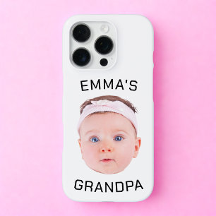 Coque iPhone 16 Pro Cadeau grand-père, Visage bébé personnalisé, Cadea