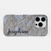 Coque iPhone 16 Pro Calligraphie abstraite crème blanche monogramme no (Verso Horizontal)