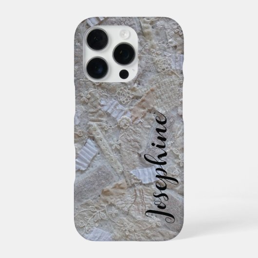 Coque iPhone 16 Pro Calligraphie abstraite crème blanche monogramme no (Verso)