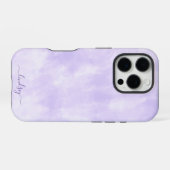 Coque iPhone 16 Pro Calligraphie de teinture pourpre Nom personnalisé (Verso Horizontal)
