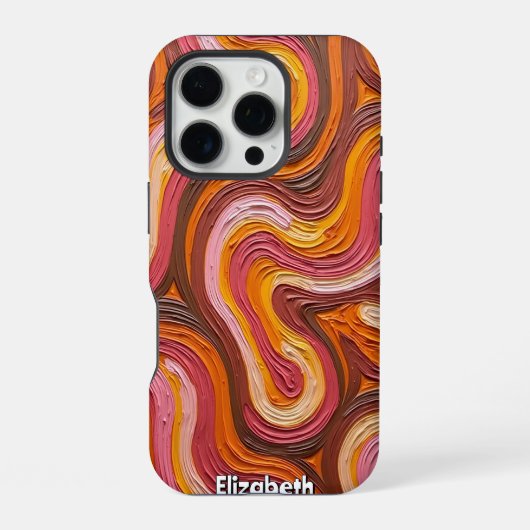 Coque iPhone 16 Pro Canyon Layers : Impasto Abstrait (Verso)