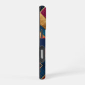 Coque iPhone 16 Pro Carrés rouges or et bleus (Côté droit)