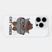 Coque iPhone 16 Pro Cat Vibes – Cool Grey Cat Design (Verso Horizontal)