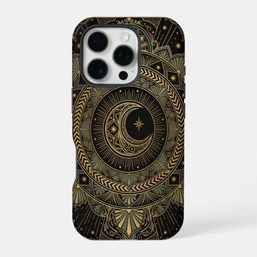 Coque iPhone 16 Pro Celestial Moon Mandala | Art iPhone 16 Pro Case (Verso)