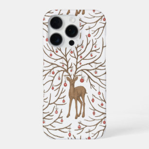 Coque iPhone 16 Pro Cerf de Noël sur fond blanc