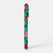 Coque iPhone 16 Pro Cerises rouges sur turquoise (Côté droit)