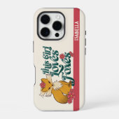 Coque iPhone 16 Pro Cette Fille Aime les Renards avec des Fleurs Nom P (Verso)